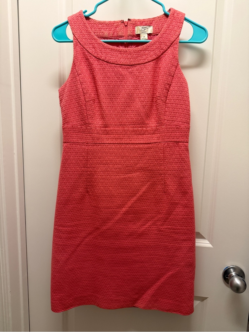 LOFT Coral Sheath Dress - Sleeveless Textured Dress